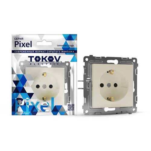 Розетка 1-м СП Pixel 16А IP20 с заземл. механизм беж. TOKOV ELECTRIC TKE-PX-R1Z-C02 1792238 - фото 16740219