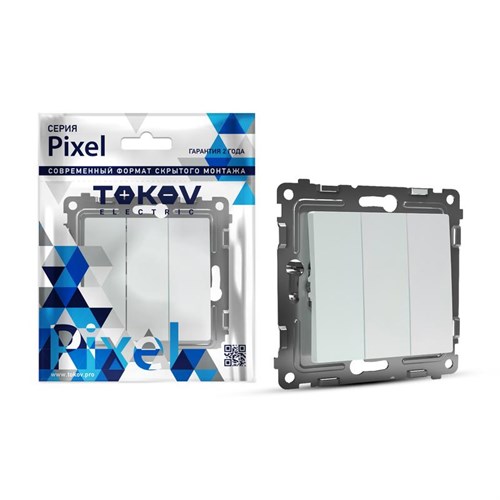 Выключатель 3-кл. СП Pixel 10А IP20 механизм перламутр. TOKOV ELECTRIC TKE-PX-V3-C04 1792290 - фото 16740231