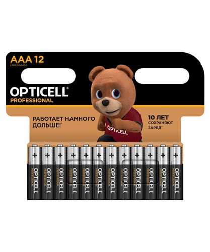 Элемент питания алкалиновый AAA/LR03 (блист. 12шт) Professional Opticell 5052006 1789763 - фото 16740239