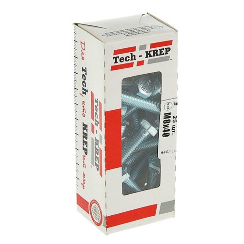 Болт DIN933 с шестигранной головкой М8х40 оцинк. (уп.25шт) Tech-KREP 105210 1744543 - фото 16740282
