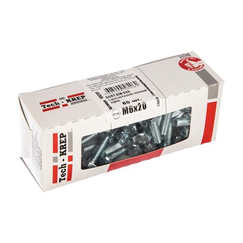 Болт DIN933 с шестигранной головкой М6х20 оцинк. (уп.80шт) Tech-KREP 105201 1744538 - фото 16740287
