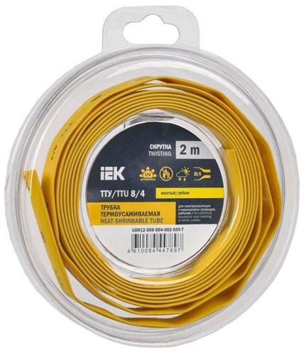 Трубка термоусадочная ТТУ нг-LS 8/4 желт. (уп.2м) IEK UDR12-008-004-002-K05-T 1777102 - фото 16740311