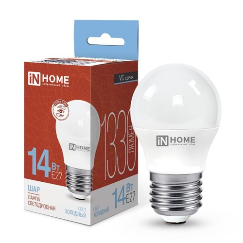 Лампа светодиодная LED-ШАР-VC 14Вт 230В E27 6500К 1330лм IN HOME 4690612047836 1771268 - фото 16740321