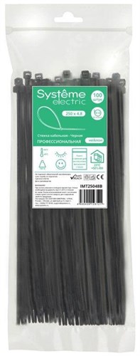 Стяжка кабельная 250х4.8 черн. (уп.100шт) SE IMT25048B 1760896 - фото 16740348