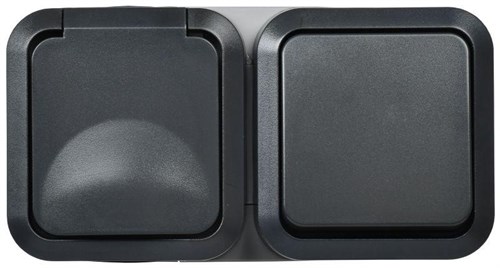 Блок ОП розетка + выключ. горизонт. TORS 16А IP55 TS142 графит IEK TS-G10-6-55-V-K53 1761216 - фото 16740349