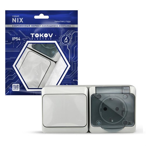 Блок ОП Nix (розетка 16А 250В с заземл. + 1-кл. выкл. 10А) IP54 сер. TOKOV ELECTRIC TKE-NX-V1RZ-C06T-IP54 1712884 - фото 16740388