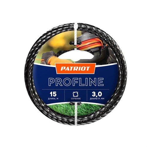 Леска Profline D3.0мм L15м (скрученный квадрат) 300-15-5 на пластиковой обойме черн. PATRIOT 805402211 1727911 - фото 16740447