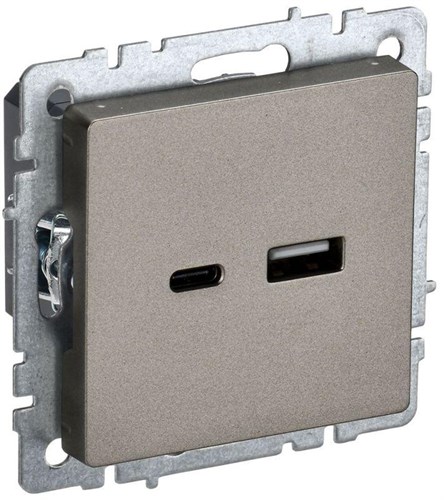 Розетка BRITE USB A+C 18Вт РЮ11-1-БрШ механизм шампань IEK BR-U22-018-K37 1679764 - фото 16740539