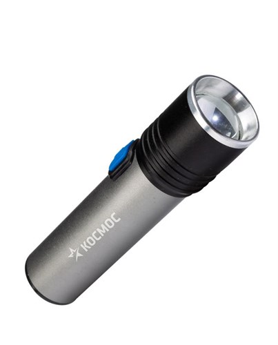 Фонарь аккумуляторный ручной LED 3Вт линза зум аккум. Li-ion 18650 1.2А.ч USB-шнур анодир. алюм. КОСМОС KOS111Lit 584432 - фото 16740608