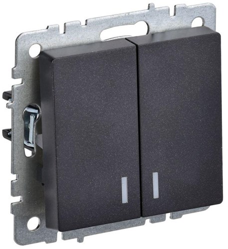 Выключатель 2-кл. СП BRITE ВС10-2-1-БрЧ 10А с индик. механизм черн. IEK BR-V20-1-10-K02 1623724 - фото 16740706