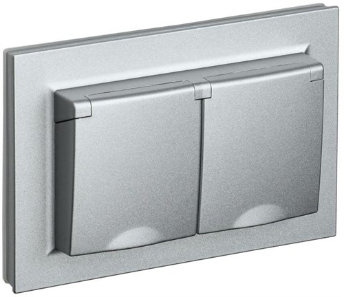 Розетка 2-м СП BRITE РСбш12-3-44-БрА 16А в сборе IP44 с крышкой алюм. IEK BR-R26-16-44-K47-F 1617366 - фото 16740740
