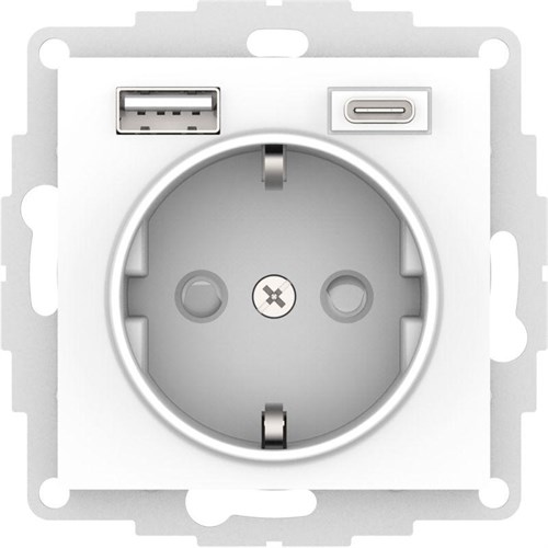 Розетка AtlasDesign 16А с 2-мя заряд. устройствами USB тип A+C 5В/2.4А 2х5В/1.2А механизм бел. SE ATN000132 1555356 - фото 16740957