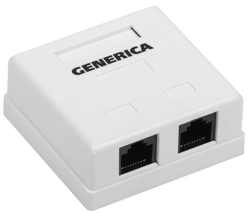 Розетка компьютерная 2-м ОП RJ45 кат.5E UTP GENERICA CS2-1C5EU-22-G 1318186 - фото 16741410