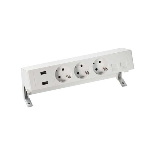 Блок розеточный настольный Simon 400 3х2P+E 2хUSB зарядное устройство адаптер для 2хRJ45 моноблок бел. Simon 42523020-130 1252263 - фото 16741643