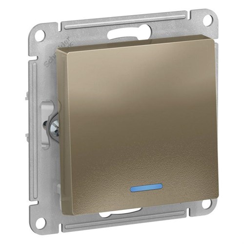 Выключатель 1-кл. СП AtlasDesign 10А IP20 (сх. 1а) 10AX с подсветкой механизм шампань SE ATN000513 1240313 - фото 16741700