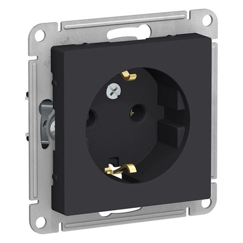 Розетка 1-м СП AtlasDesign 16А IP20 с заземл. механизм карбон SE ATN001043 1240541 - фото 16741706