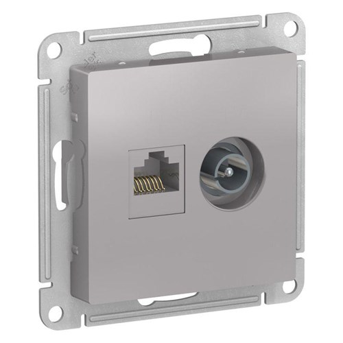 Розетка компьютерная + телевизионная 2-м AtlasDesign RJ45 кат.5E + TV механизм алюм. SE ATN000389 1240257 - фото 16741719