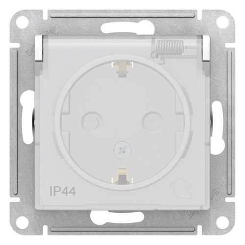 Розетка 1-м СП AtlasDesign Aqua 16А IP44 с заземл. защ. шторки с крышкой механизм бел. SE ATN440146 1240175 - фото 16741723