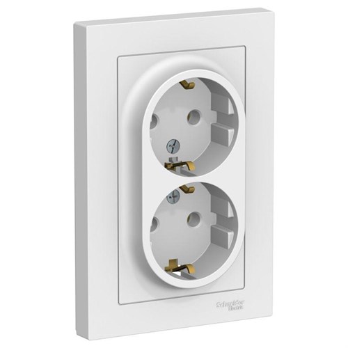 Розетка 2-м СП AtlasDesign 16А IP20 с заземл. в сборе бел. SE ATN000124 1240135 - фото 16741733