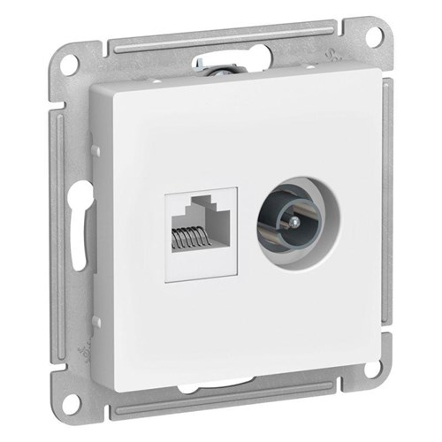Розетка компьютерная + телевизионная 2-м AtlasDesign RJ45 кат.5E + TV механизм бел. SE ATN000189 1240163 - фото 16741740