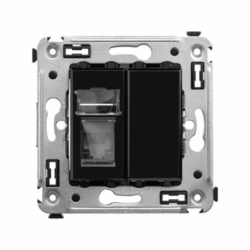 Розетка компьютерная 1-м СП Avanti "Черный квадрат" RJ45 кат.5E DKC 4402463 1236251 - фото 16741755