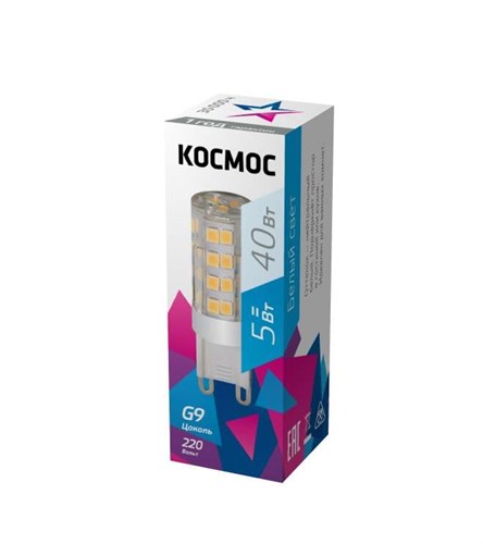 Лампа светодиодная 5Вт 220В G9 4500К КОСМОС LksmLED5WG9C4500pc 482441 - фото 16741835