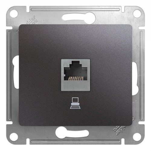Розетка компьютерная 1-м Glossa RJ45 кат.5E механизм графит SE GSL001381K 463595 - фото 16741945