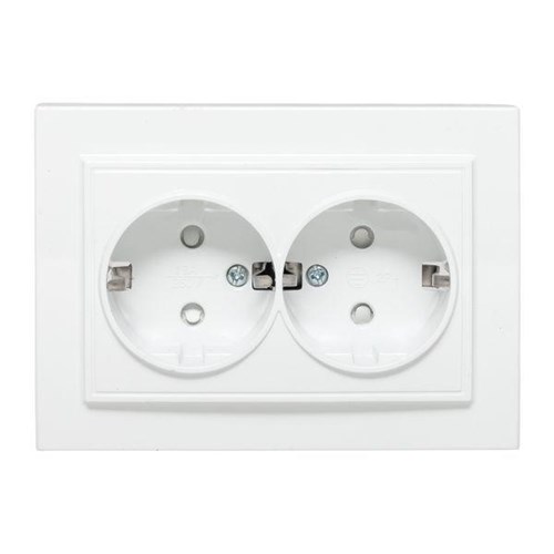 Розетка 2-м СП Минск 16А IP20 с заземл. защ. шторки бел. Basic EKF ERR16-128-100 453866 - фото 16742022