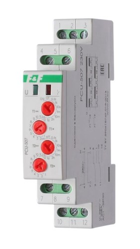 Реле времени PCU-507 2х8А 230В 2п IP20 многофункц. 2 независимых времен. 1 мод. монтаж на DIN-рейке F&F EA02.001.022 320132 - фото 16742148