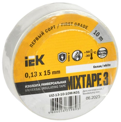 Изолента ПВХ 0.13х15мм (рул.10м) бел. IEK UIZ-13-10-10M-K01 304393 - фото 16742197