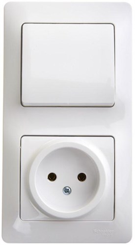 Блок комбинированный Glossa (розетка + 1-кл. выкл.) бел. SE GSL000160 400527 - фото 16742249
