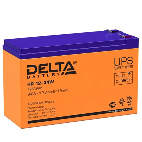 Аккумулятор UPS 12В 9А.ч Delta HR 12-34 W 277083 - фото 16742392