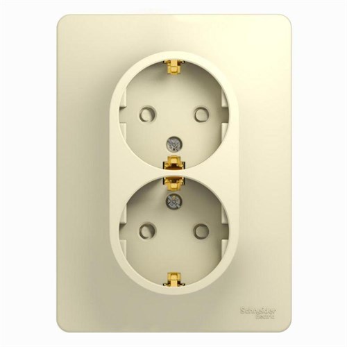 Розетка 2-м СП Glossa 16А IP20 с заземл. защ. шторки в сборе беж. SE GSL000226 275193 - фото 16742411