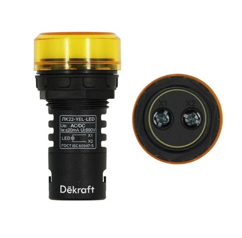 Лампа коммутационная ADDS ЛК-22 d22мм 220В AC/DC желт. LED DEKraft 25120DEK 1113515 - фото 16742414