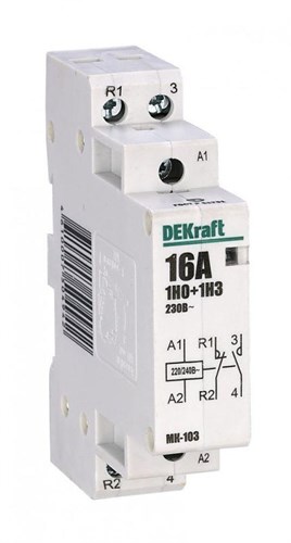 Контактор модульный МК-103 1НО+1НЗ 16А 230В DEKraft 18051DEK 1113381 - фото 16742425
