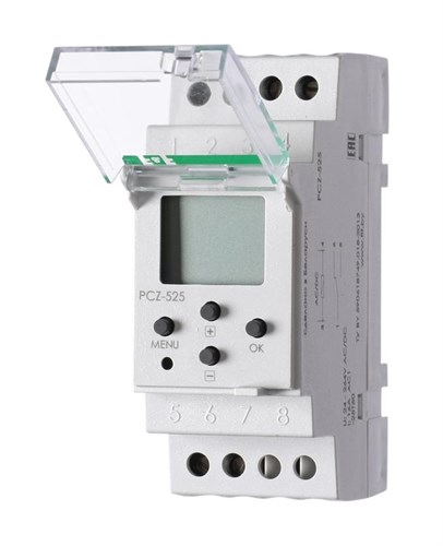 Реле времени астрономическое PCZ-525 24-264В AC/DC 16А 1 переключ. контакт IP20 1 канал монтаж на DIN-рейке F&F EA02.002.005 253901 - фото 16742653