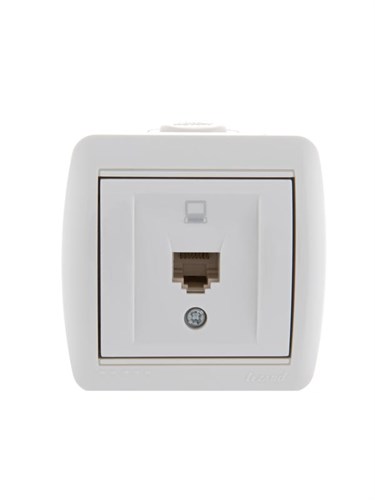 Розетка компьютерная 1-м ОП Nata RJ45 бел. LEZARD 710-0200-139 193052 - фото 16742813