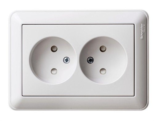 Розетка 2-м СП W59 16А IP20 без заземл. защ. шторки бел. SE RS16-254-18 121183 - фото 16743032