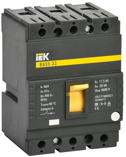 Выключатель автоматический 3п 80А 35кА ВА 88-33 IEK SVA20-3-0080 93483 - фото 16743108