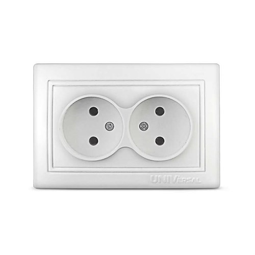 Розетка 2-м СП Севиль 16А IP20 без заземл. бел. UNIVersal С0102 75160 - фото 16743300