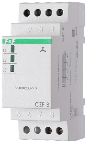 Реле контроля фаз CZF-B (3х400/230+N 8А 1перекл. IP20 монтаж на DIN-рейке) F&F EA04.001.002 294926 - фото 16743382