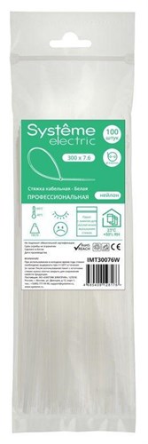 Стяжка кабельная 300х7.6 бел. (уп.100шт) SE IMT30076W 1760901 - фото 16743496