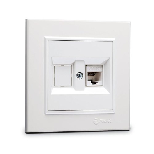Розетка компютерная CAT5 + гнездо СП Karea IP20 бел. Makel 56001035 1600016 - фото 16743503