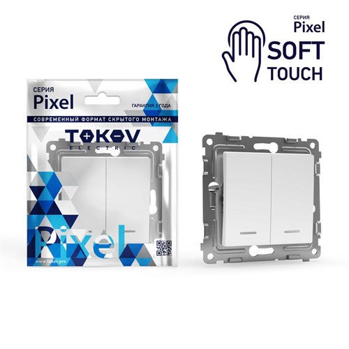 Выключатель 2-кл. СП Pixel 10А IP20 с индикатором механизм айс TOKOV ELECTRIC TKE-PX-V2I-C34 1909857 - фото 16743787