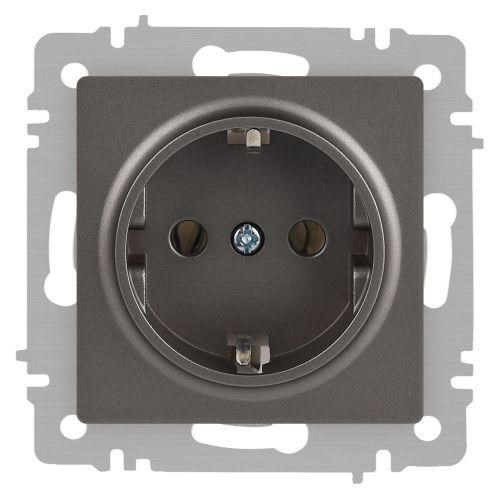 Розетка Accent 6-202-09 2P+E Schuko 16А-250В IP20 СУ титан Intro Б0063701 1931467 - фото 16743812