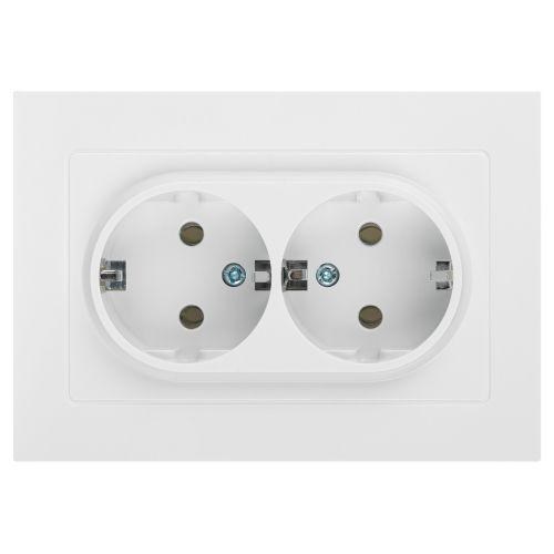 Розетка Intro Accent 6-205-01 2X2P+E Schuko 16А-250В IP20 СУ AL/CU бел. Intro Б0063485 1913951 - фото 16743842