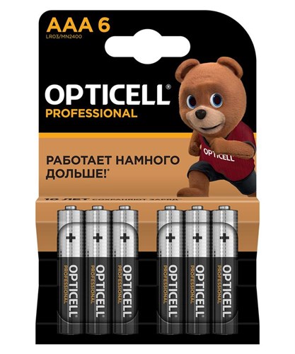 Элемент питания алкалиновый AAA/LR03 (блист. 6шт) Professional Opticell 5052004 1789761 - фото 16744255