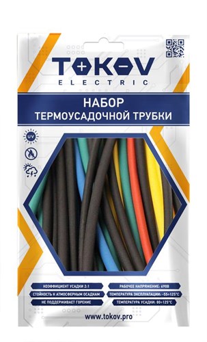 Набор трубок термоусадочных 4/2; 6/3; 8/4; 10/5; 12/6 100мм 35шт (7 цветов по 1шт каждого размера) TOKOV ELECTRIC TKE-THK-4-12-0.1-7С 1747178 - фото 16744270