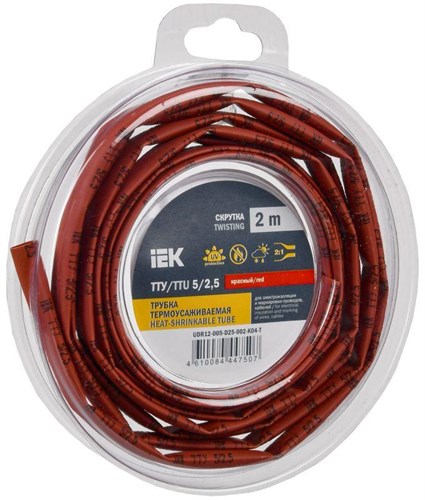 Трубка термоусадочная ТТУ нг-LS 5/2.5 красн. (уп.2м) IEK UDR12-005-D25-002-K04-T 1777087 - фото 16744310