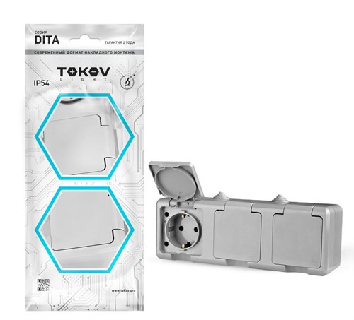 Розетка 3-м ОП Dita 16А IP54 250В с заземл. с сер. крышкой сер. TOKOV ELECTRIC TKL-DT-R3Z-C06-IP54 1710662 - фото 16744420